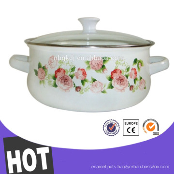 High Quanlity Enamel super capsule bottom cookware with glass lid